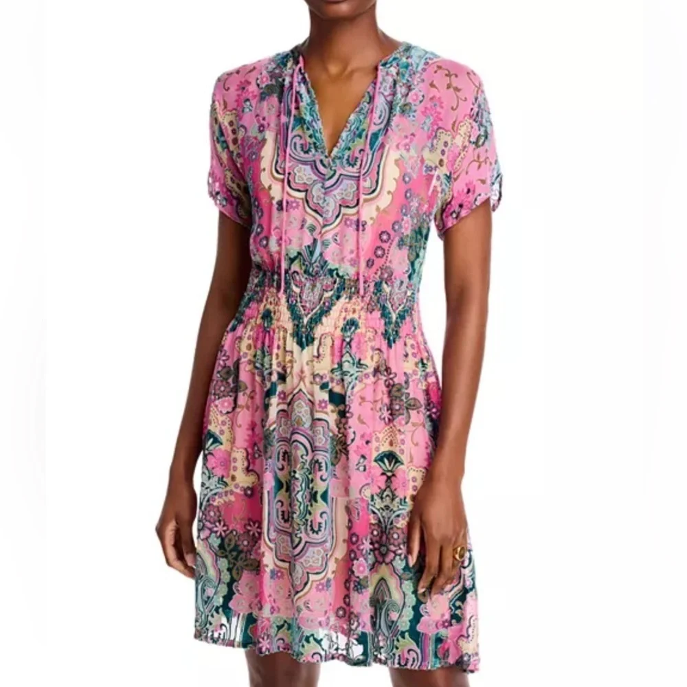 NWT Johnny Was THIA BURNOUT DRESS (SLIP) PAISLEY MELODY Size:2X Color: PME